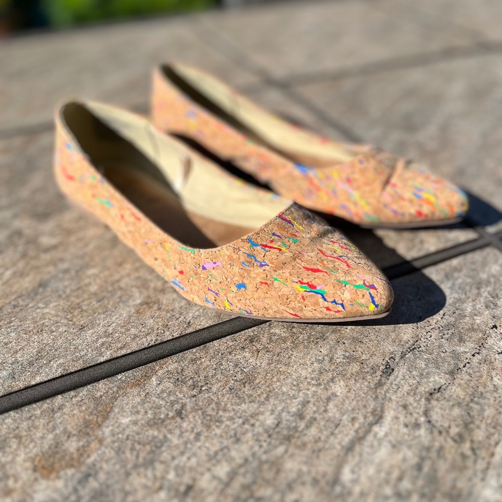 Serra cork paint splatter flat shoes